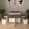 MERETTO Pratik Katlanır Açılır Kapanır Katlanabilir Taşınabilir Kahverengi Yemek Masası 4 Kişilik Masası - Görsel 2